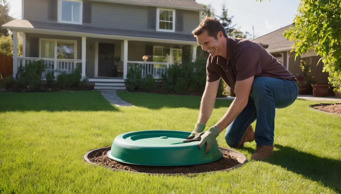 Provider checking a septic tank lid in the Fort Worth area
